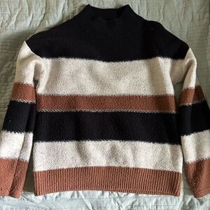 Universal Thread Black, Cream, and Brown Striped Sweater